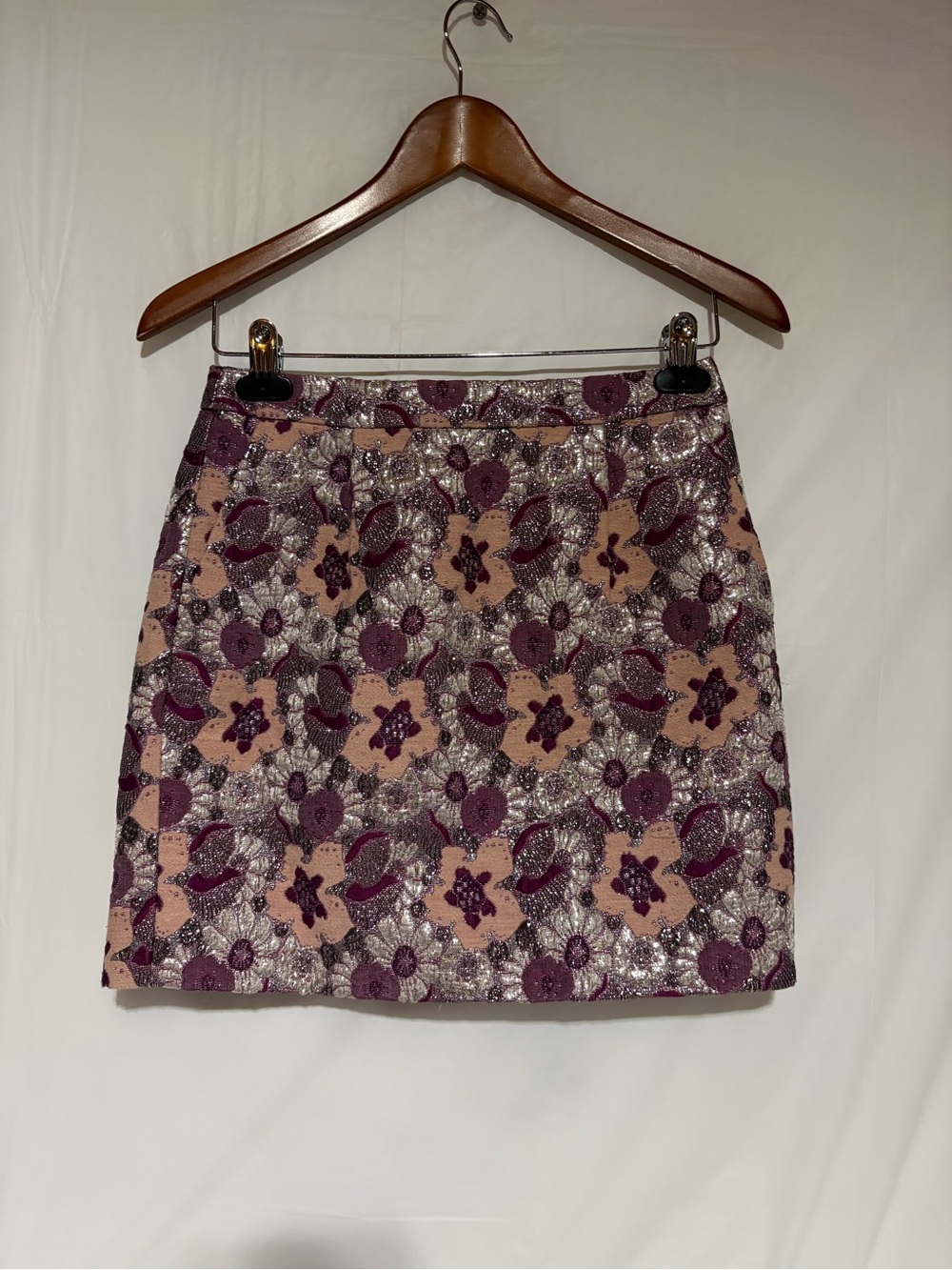 J. Crew Pink and Plum Sequin Floral Mini Skirt